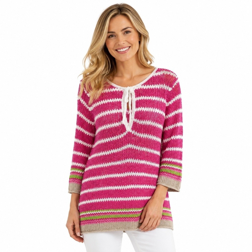 Tommy Bahama Star‎ Island Knit Linen Cotton Cover-Up Pink Stripe Size Medium